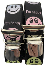 Laden Sie das Bild in den Galerie-Viewer, SMILEY - I´m happy - Hosenträger - WITZIG LUSTIG (Buntes Smiley)