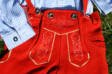 Laden Sie das Bild in den Galerie-Viewer, Kurze Kinder-Lederhose in ROT für 2 - 10 Jahre