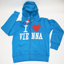 Laden Sie das Bild in den Galerie-Viewer, Sweatshirt mit Kapuze "I love Vienna" Türkis für Mann und Frau