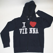 Laden Sie das Bild in den Galerie-Viewer, Kinder Sweatshirt mit Kapuze "I love Vienna" Schwarz